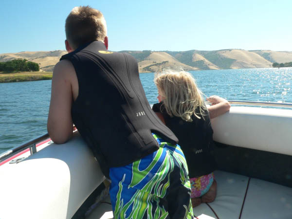 Nicholas and Katherine as we head out on Lake San Antonio.