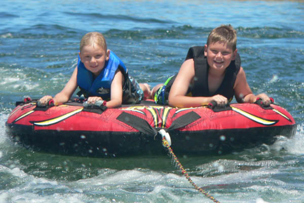 Alex and Nicholas on the inner tube
