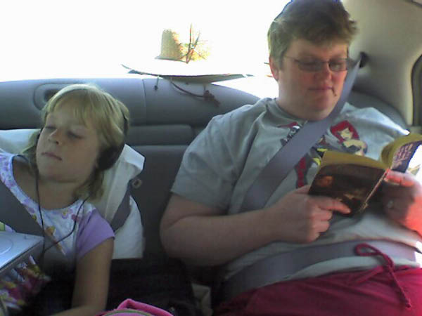 Katherine and Margie on the road to camp.  We took I-5 rather than 101 this year, so it was a rather boring (if slightly quicker) trip.