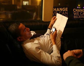 Obama on the Blackberry